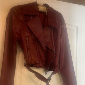 Women's Burgundy Moto Jacket